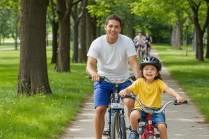 Family-friendly bike tour through parks and green spaces