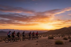 Sunset mountain bike tour with panoramic desert views