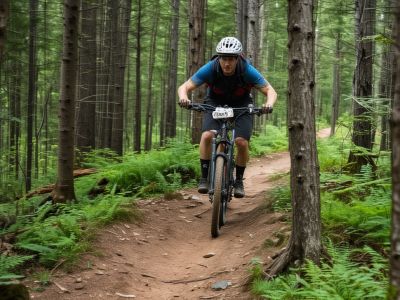 Challenging mountain bike trail with technical sections