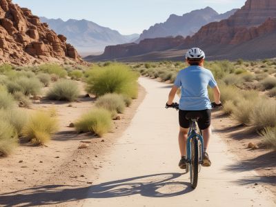 Family-friendly bike trail through desert landscape