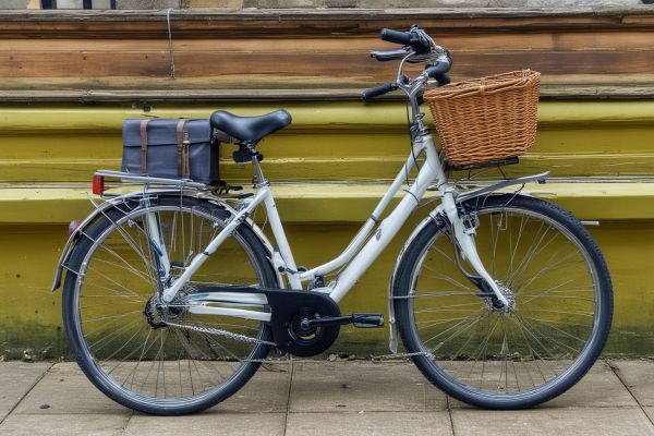 Comfortable city tour bike with basket and accessories